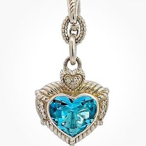 Judith Ripka Sterling Silver Blue Topaz Heart Pendant